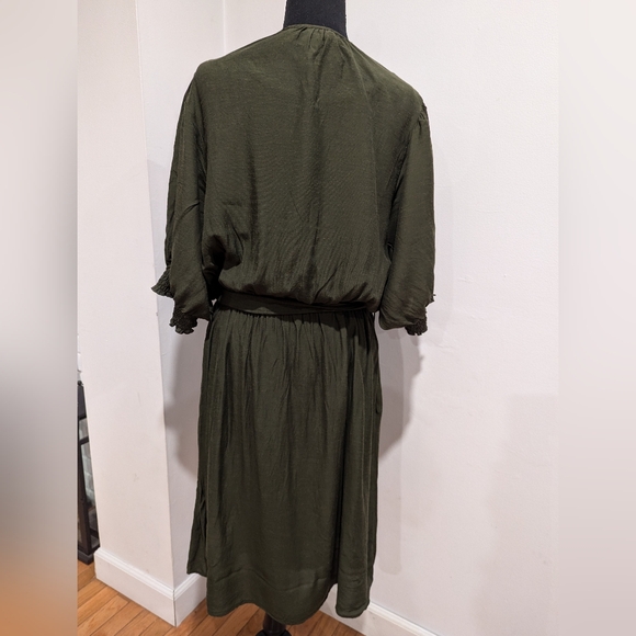 Anthropologie Olive Green Linen Blend Dress Size 2X - Picture 3 of 12